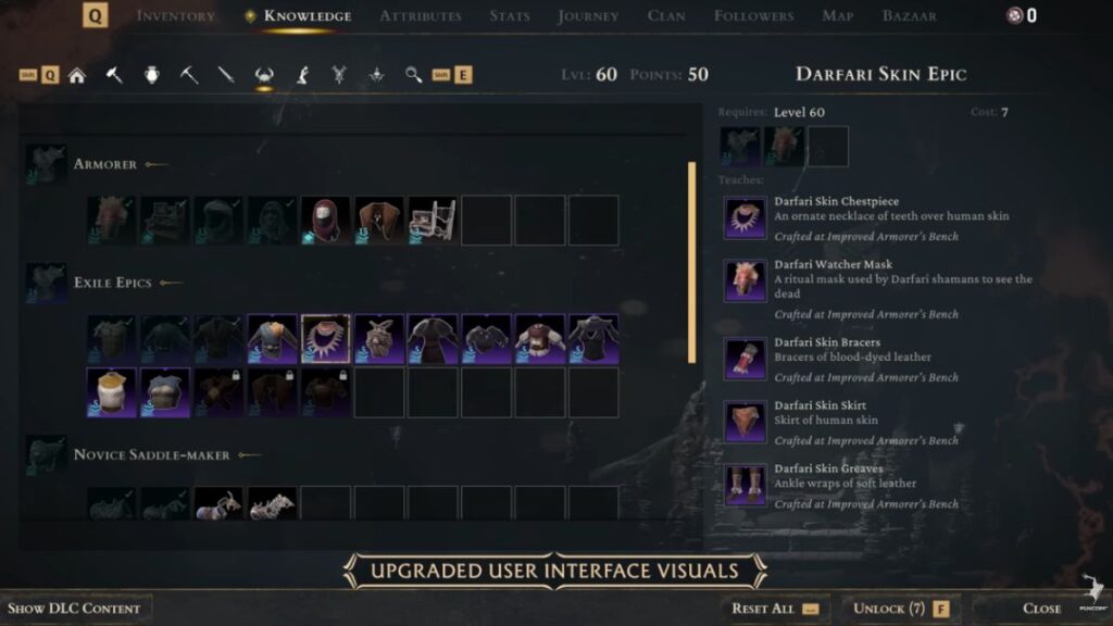 Mudança na interface conan exiles