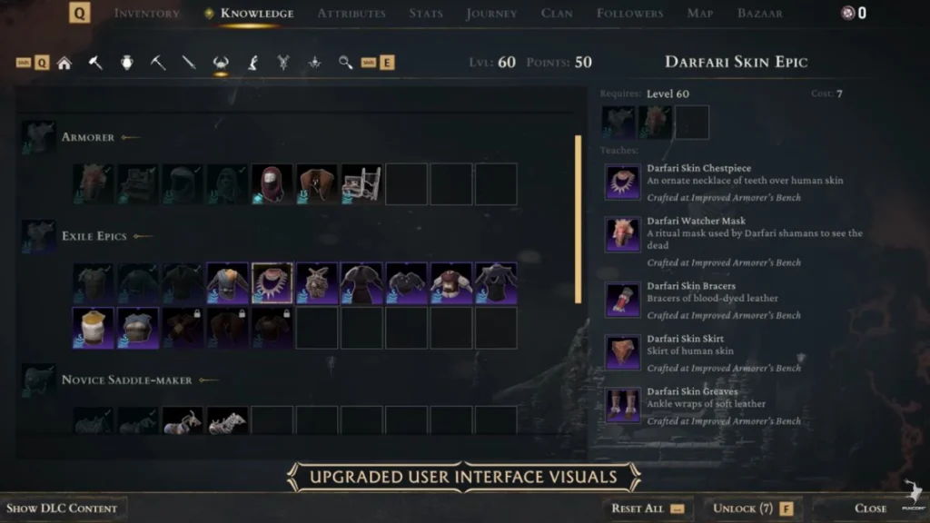 Mudança na interface conan exiles